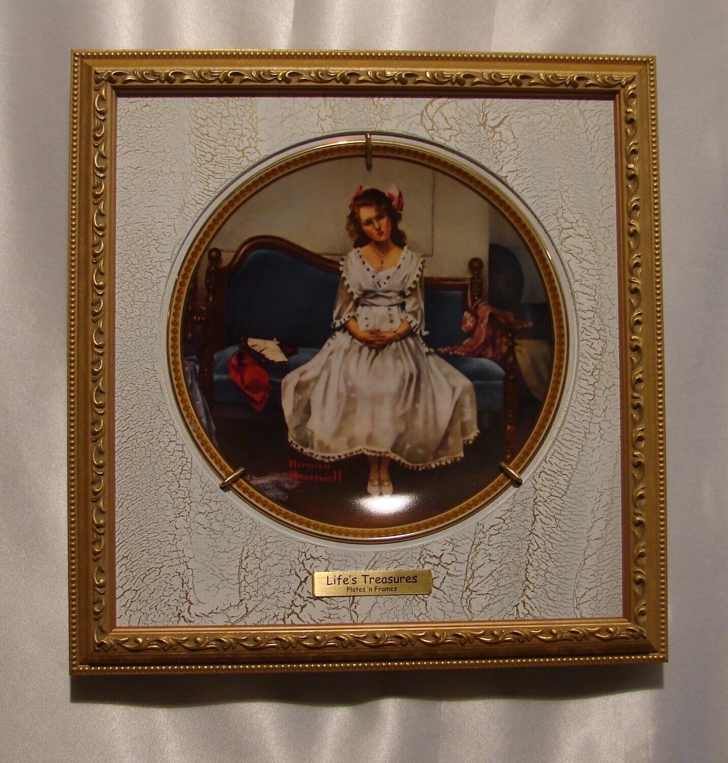 DB Small gold collector plate frame Norman Rockwell plate