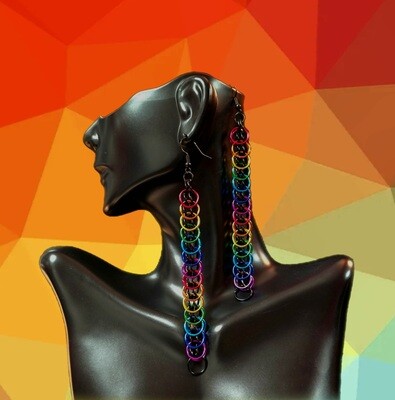 Multicolored Dangle Link Earrings