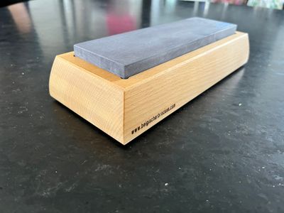 DELUXE Belgian Blue Coticule sharpening stone 200X60 mm with a beech wood base