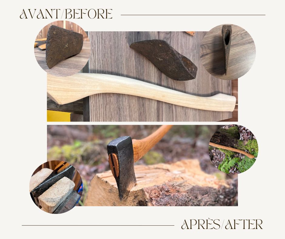 3.5 lbs restored splitting axe on a 32'' hickory handle 3.5 lbs restored splitting axe on a 32'' hickory handle