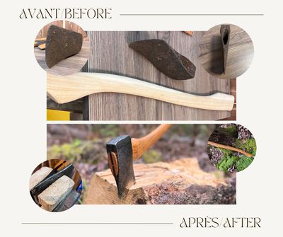 3.5 lbs restored splitting axe on a 32'' hickory handle 3.5 lbs restored splitting axe on a 32'' hickory handle