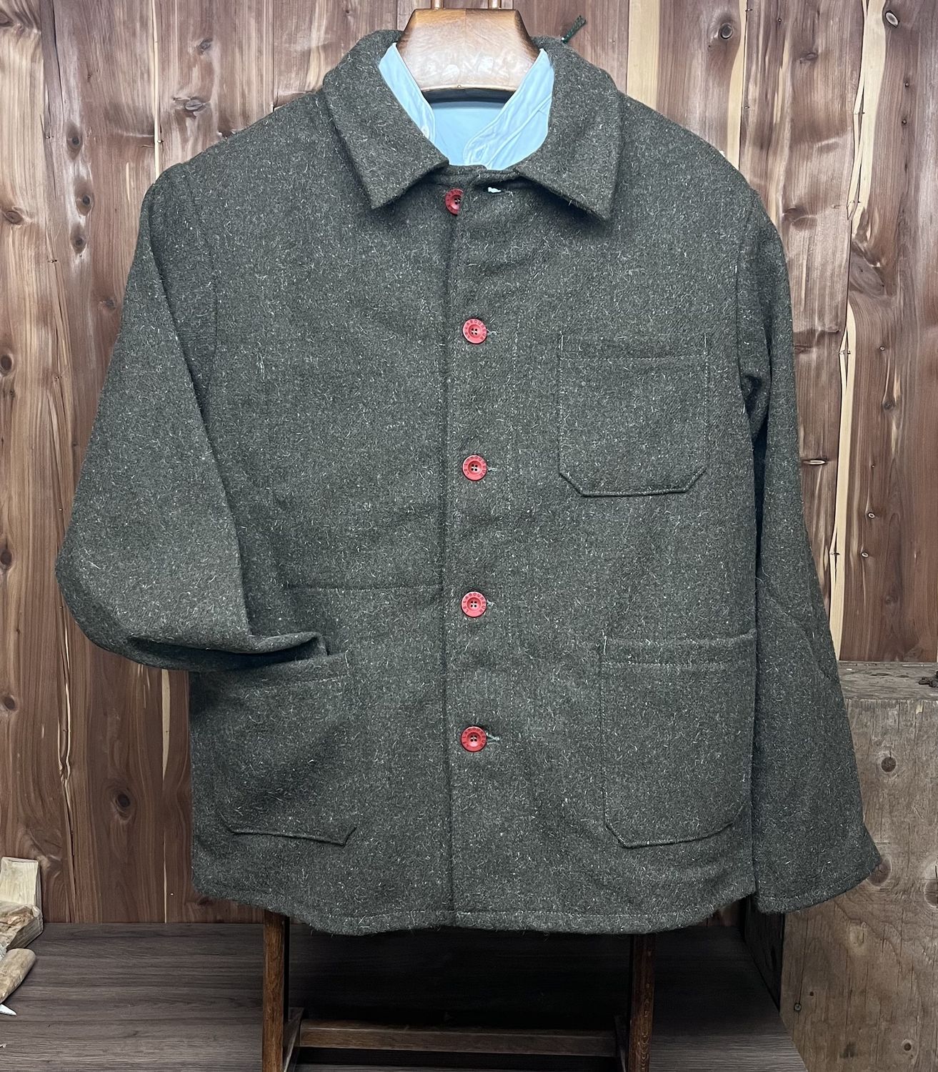 Khaki 100% Wool Work Coat – Le Laboureur Khaki 100% Wool Work Coat – Le Laboureur