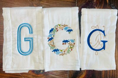 3 Single Initial Burp Cloths