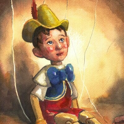 "Boy with the Blue Bow Tie" Original Watercolor