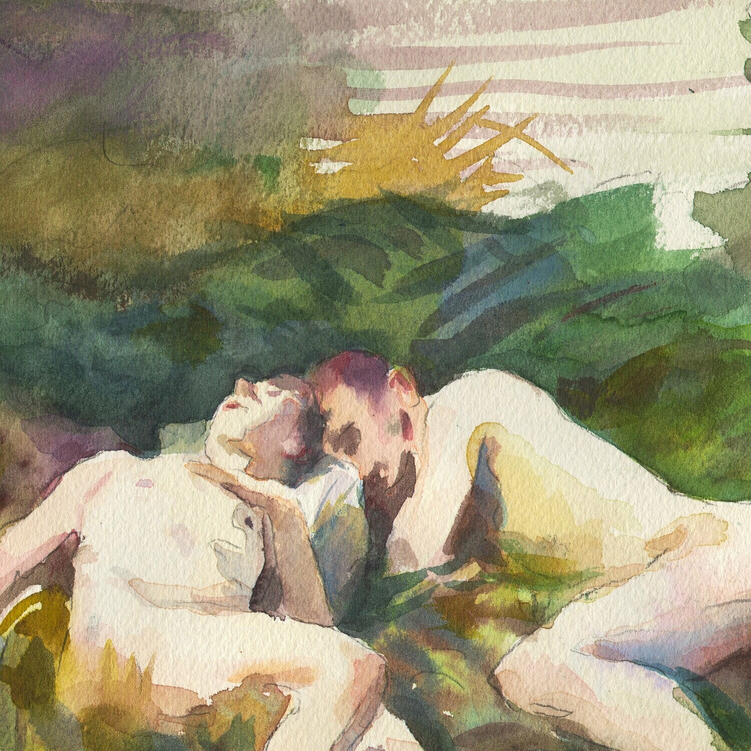"Bathers" (After John Singer Sargent) Original Watercolor