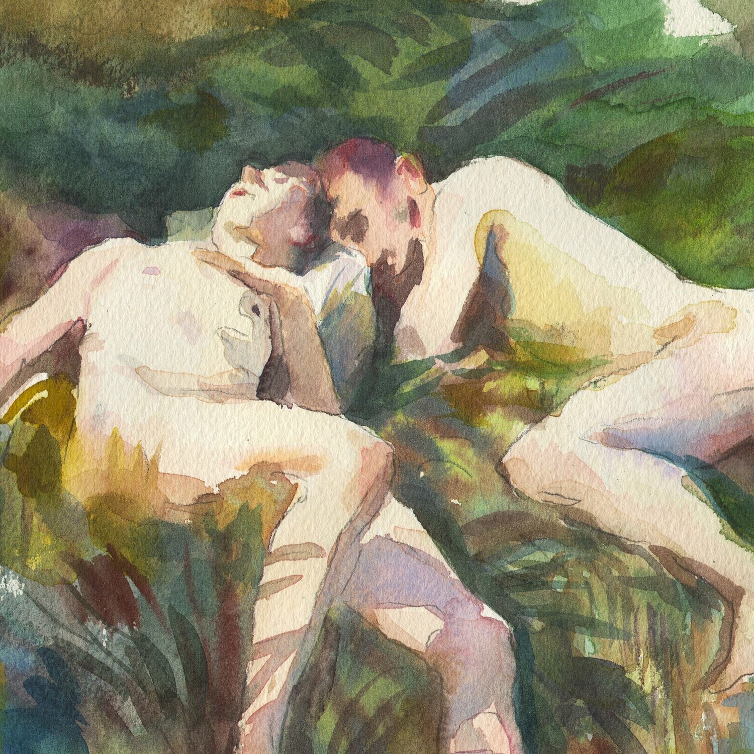 "Bathers" (After John Singer Sargent) Original Watercolor