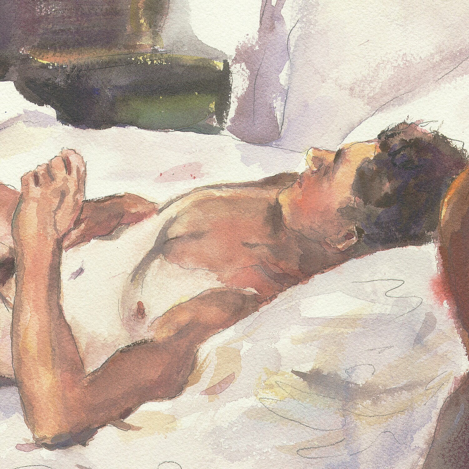 "Reclining Nude" (After John Singer Sargent) Original Watercolor