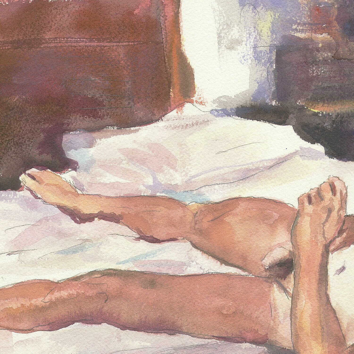 "Reclining Nude" (After John Singer Sargent) Original Watercolor
