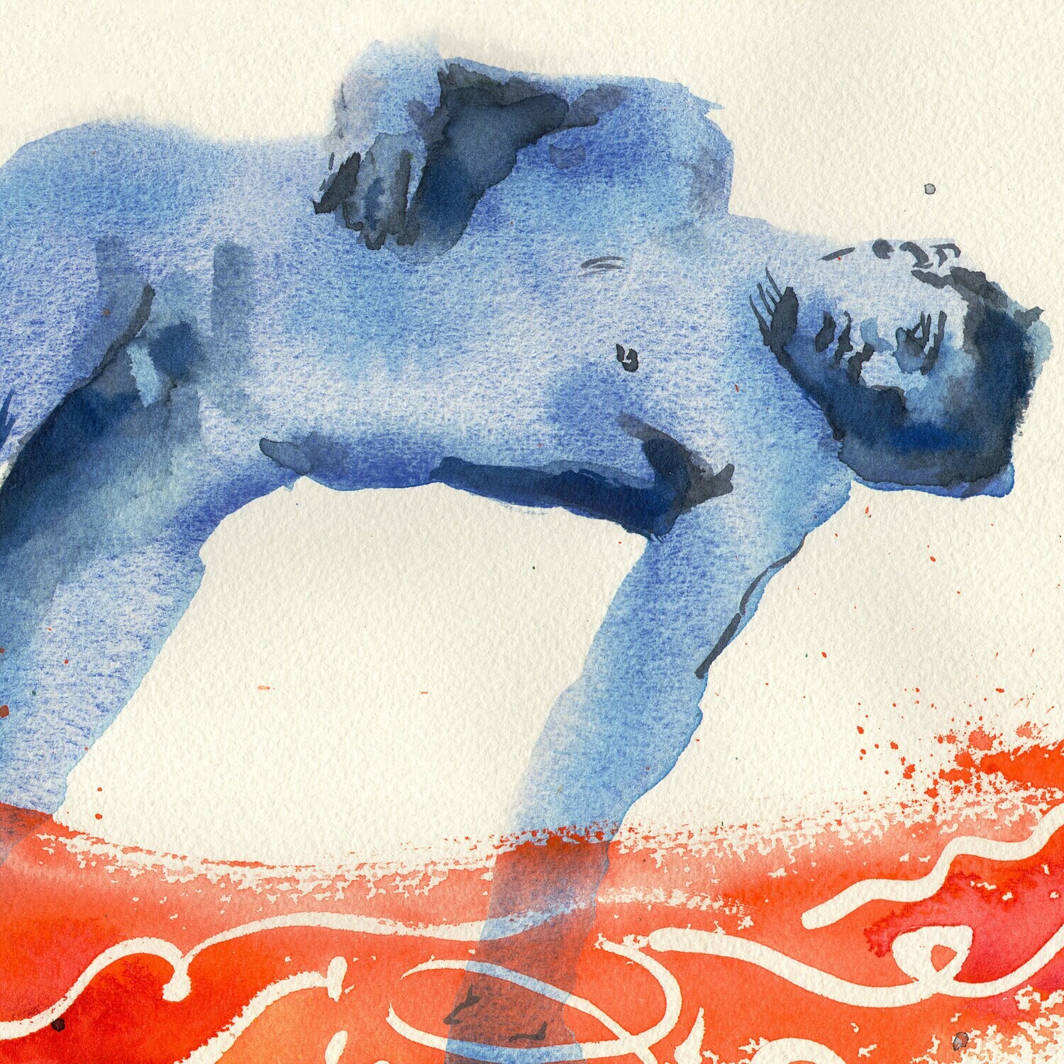 "Heat Wave (Blue Bather)" Original Watercolor