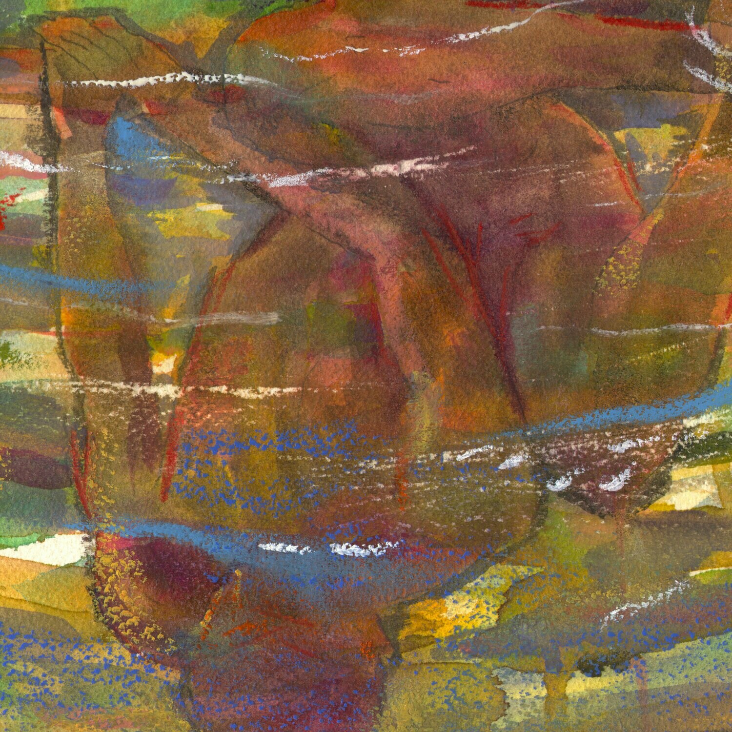 "Rose in the Grotto" Original Mixed-Media Work