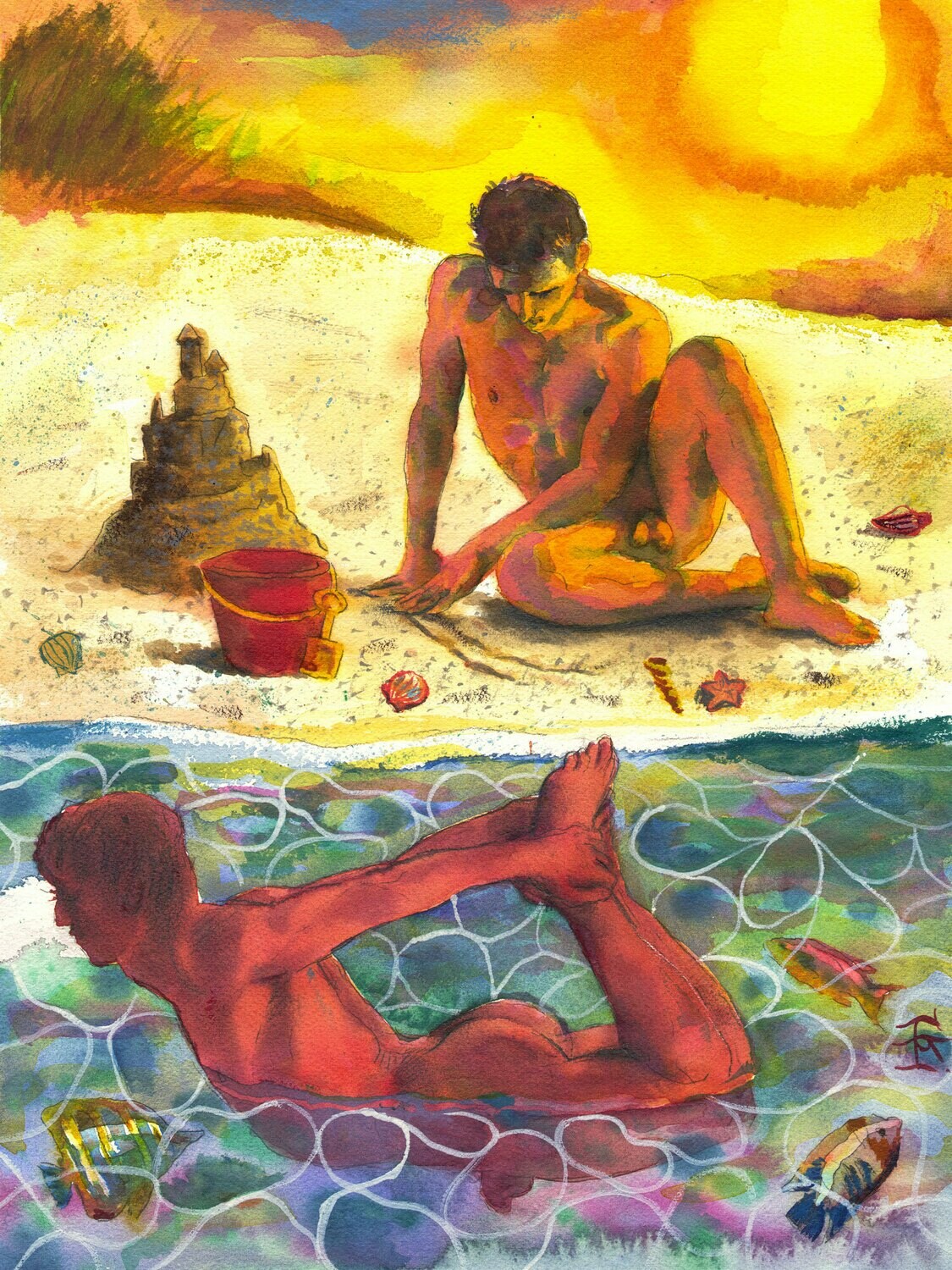 "Sand Castle" Original Watercolor