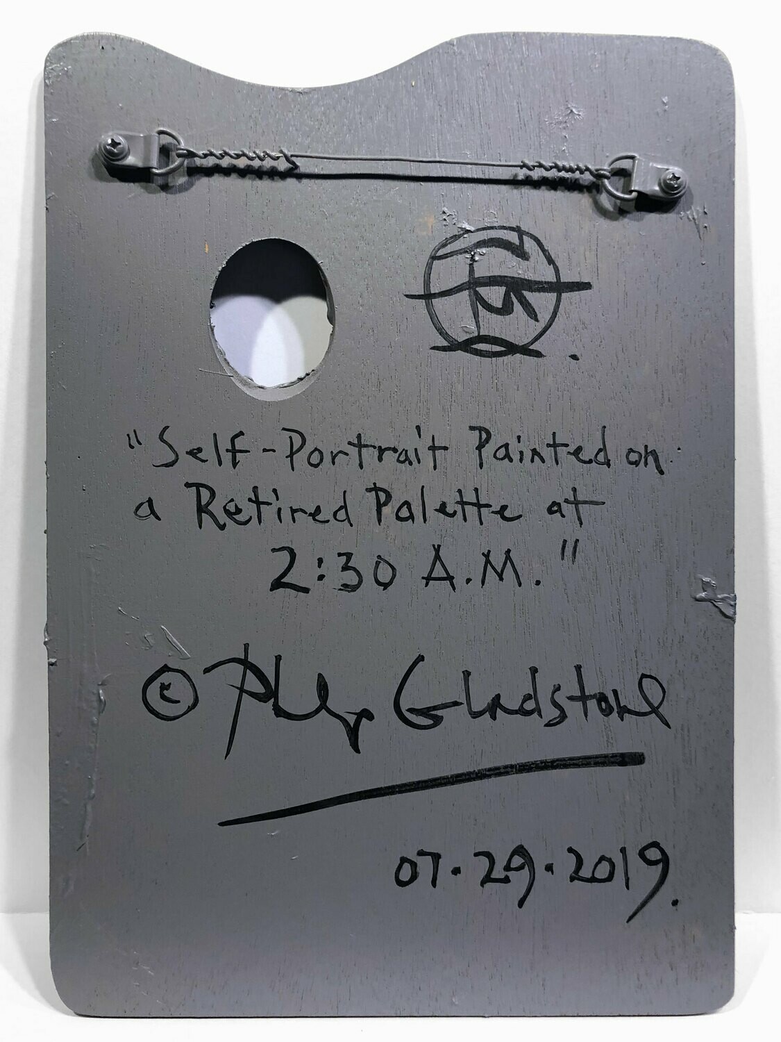 "Self-Portrait Painted on a Retired Palette..." Original Painting