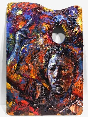 "Self-Portrait Painted on a Retired Palette..." Original Painting