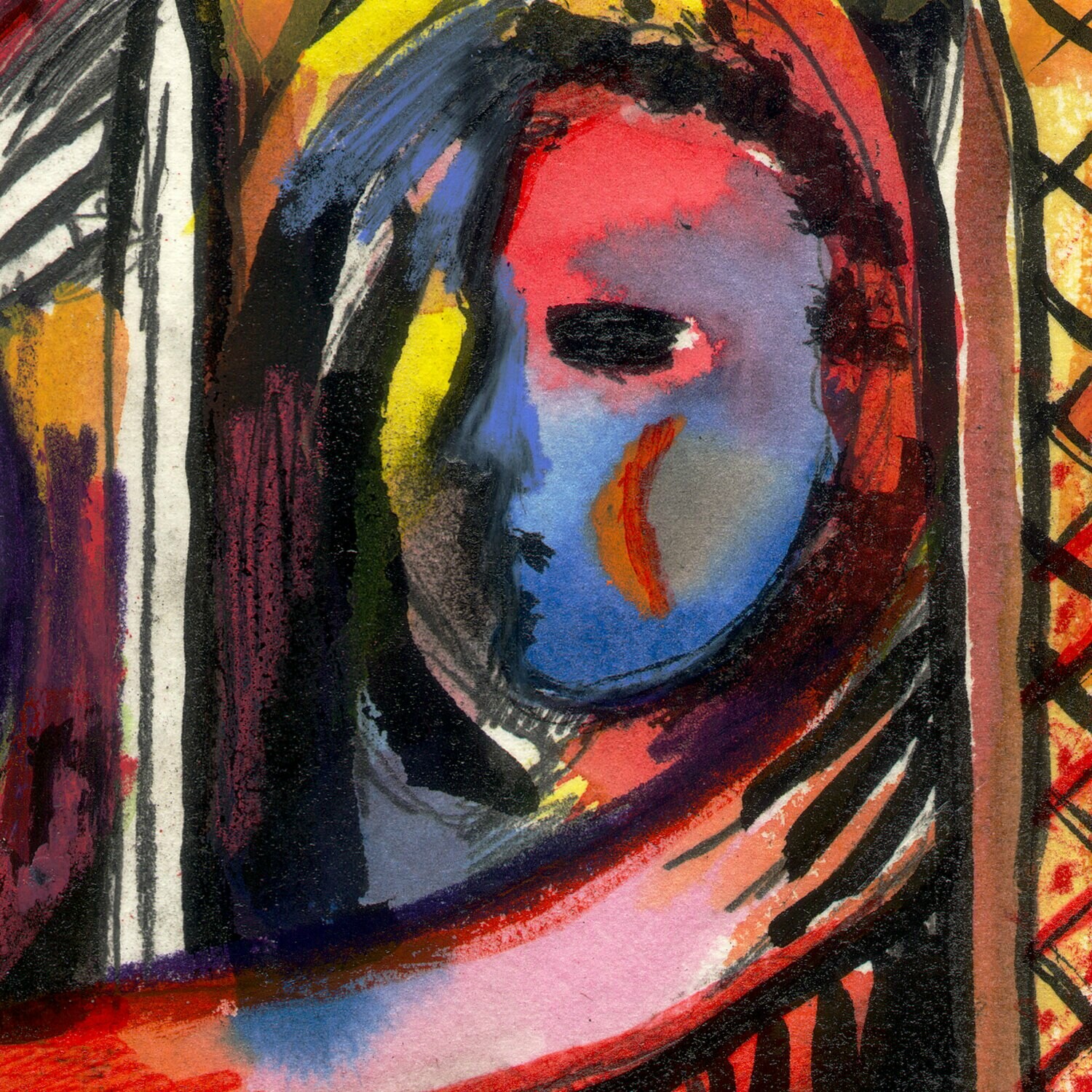 "Self-Portrait à la Picasso" Original Mixed-Media Work