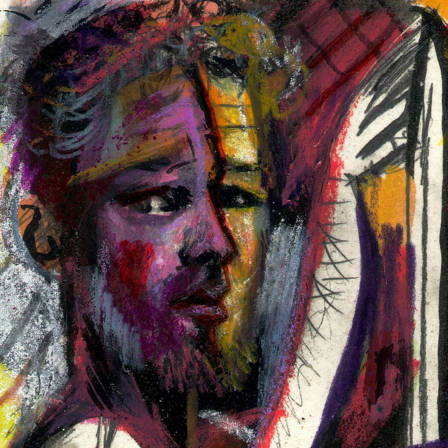 "Self-Portrait à la Picasso" Original Mixed-Media Work