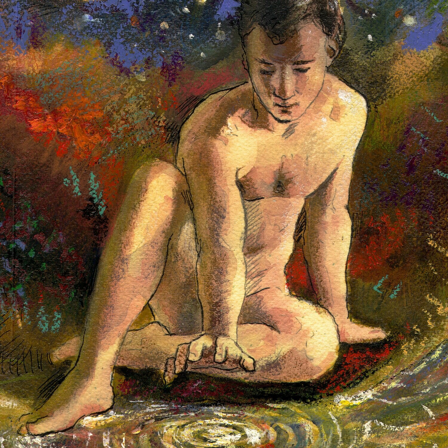 "Night Reflection" Original Mixed-Media Work