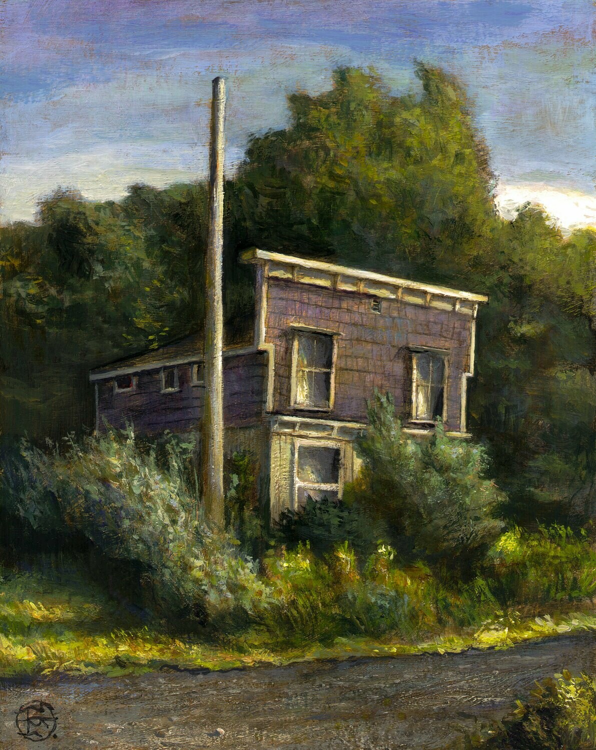 "Drawn Shades (Abandoned House in Monson, Maine)" Original Painting