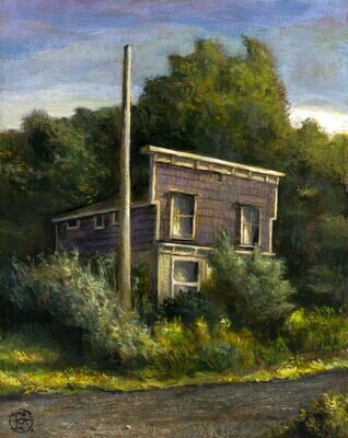 "Drawn Shades (Abandoned House in Monson, Maine)" Original Painting