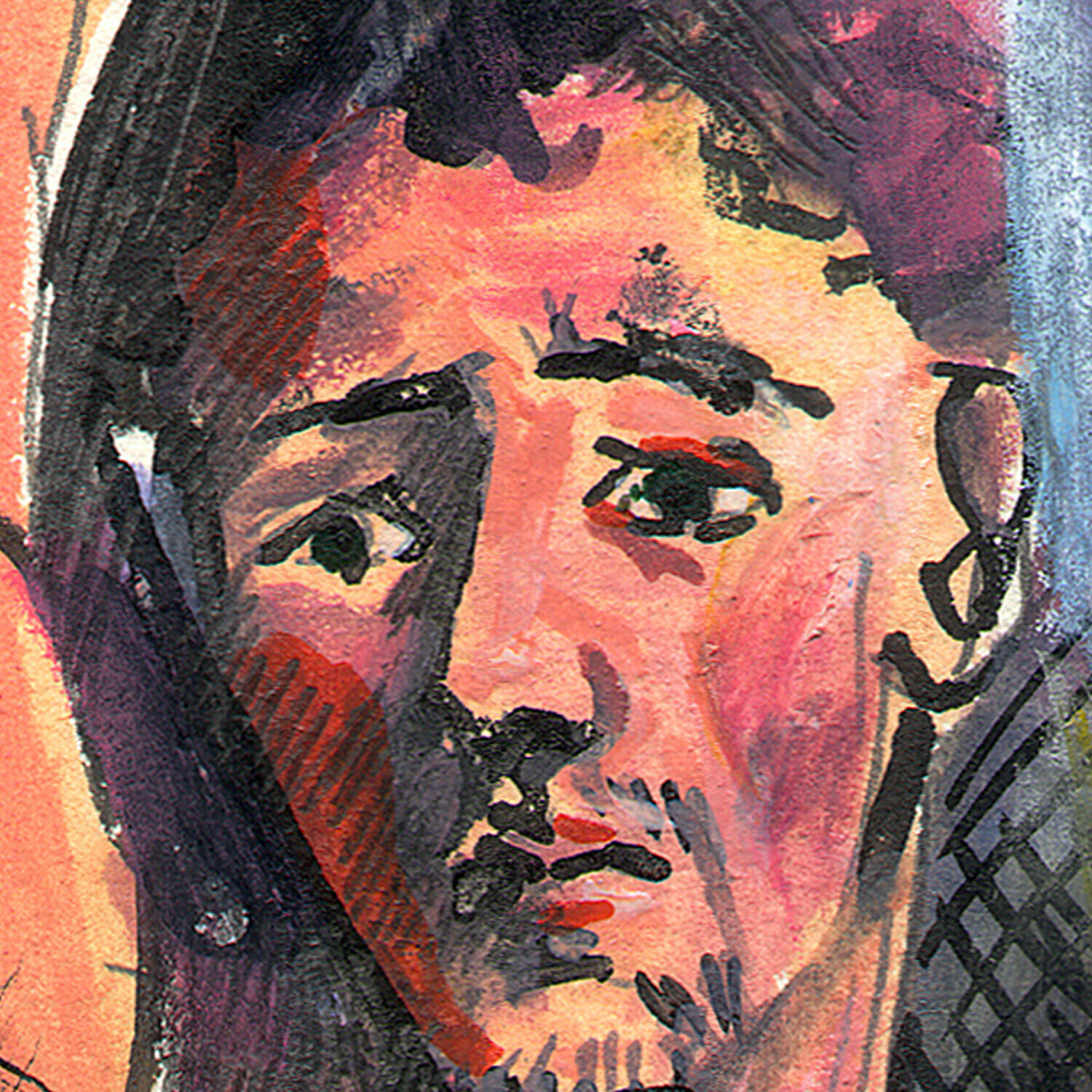 "Self-Portrait à la Picasso #3" Original Mixed-Media Work