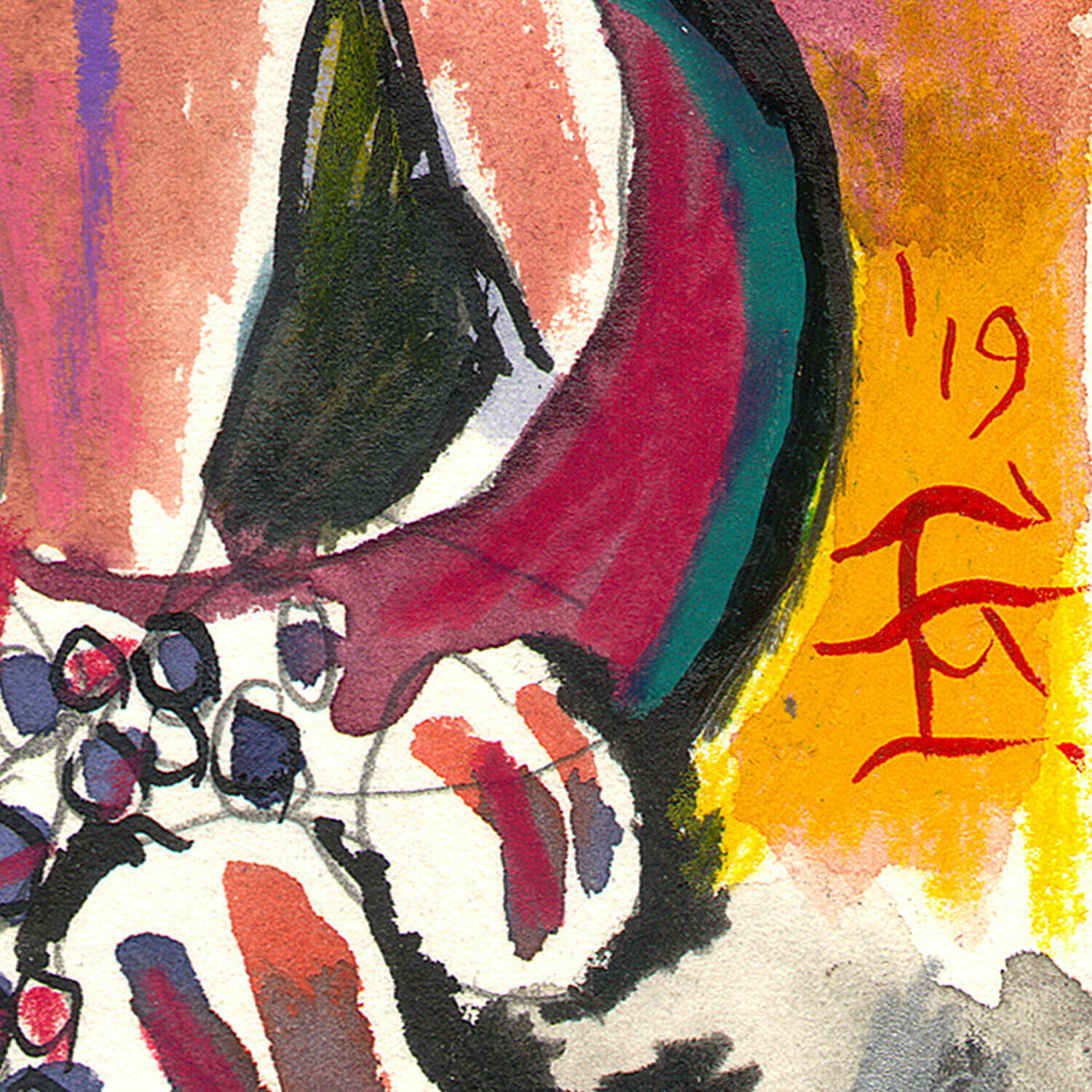 "Self-Portrait à la Picasso #3" Original Mixed-Media Work