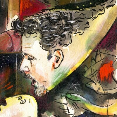 "Self-Portrait à la Picasso #4: The State of the Planet" Original Mixed-Media Work