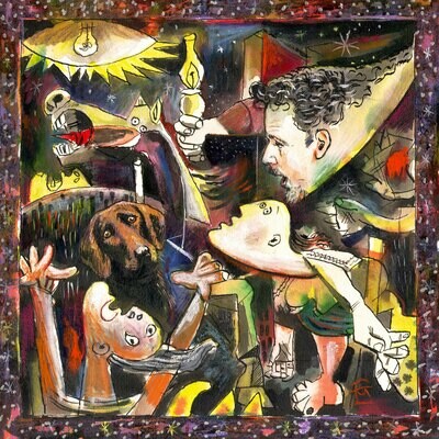 "Self-Portrait à la Picasso #4: The State of the Planet" Original Mixed-Media Work