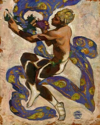 "Nijinsky as a Faun (after Léon Bakst)" Original Painting