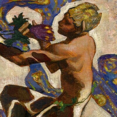 "Nijinsky as a Faun (after Léon Bakst)" Original Painting