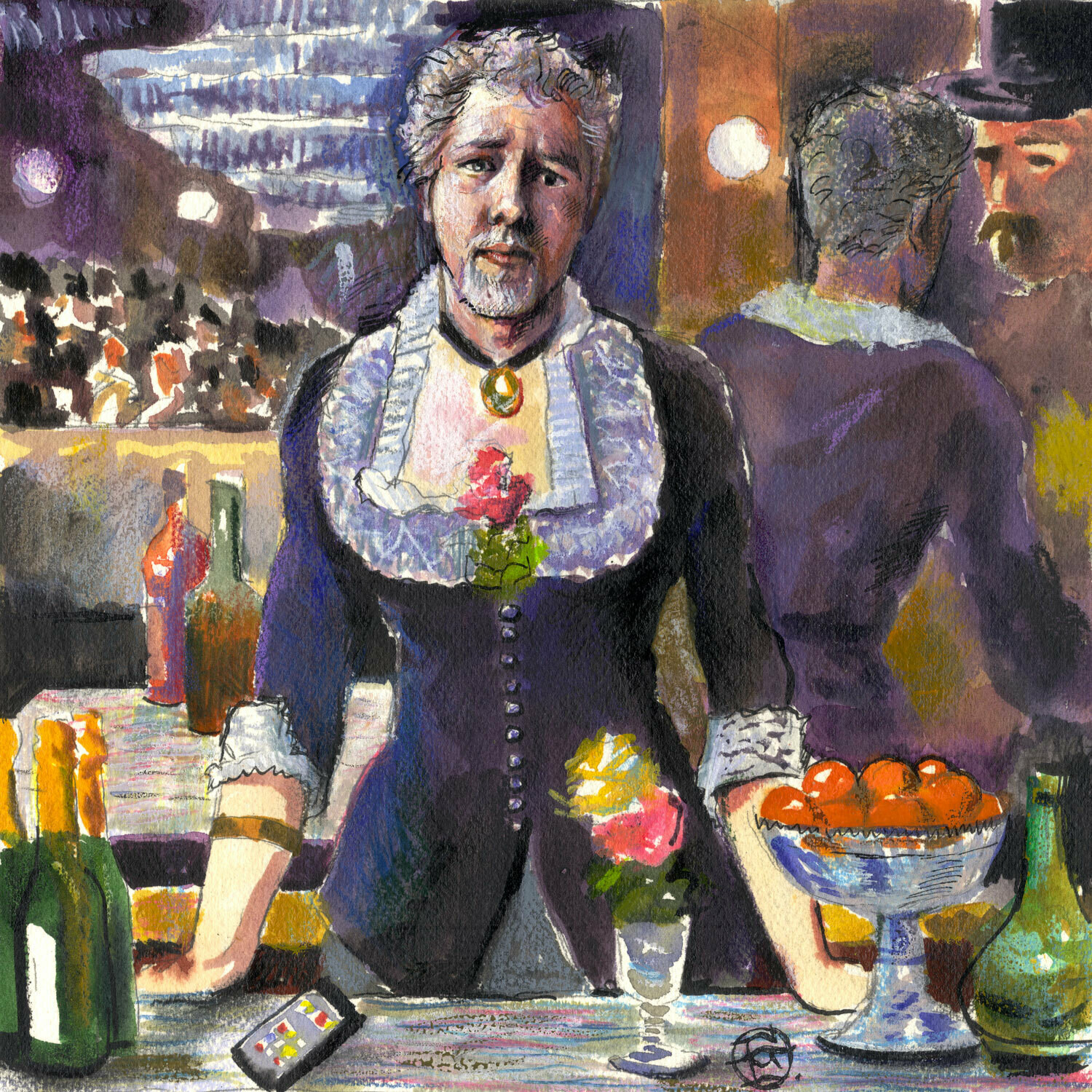 "Self-Portrait à la Manet: A Bar at the Folies-Bergère" Original Mixed-Media Work