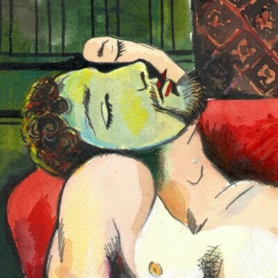 "Self-Portrait à la Picasso #7: The Dream" Original Mixed-Media Work