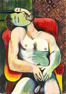 "Self-Portrait à la Picasso #7: The Dream" Original Mixed-Media Work