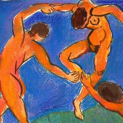 "Self-Portrait à la Matisse: La Danse" Original Mixed-Media Work