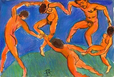 "Self-Portrait à la Matisse: La Danse" Original Mixed-Media Work