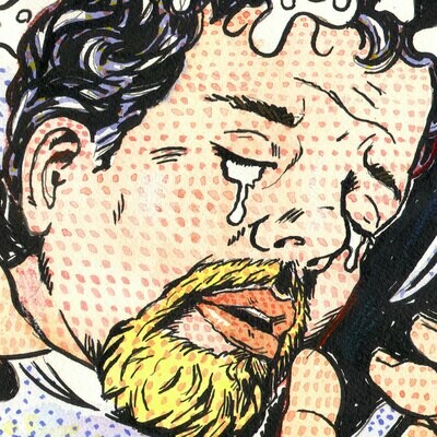 "Self-Portrait à la Lichtenstein: I'd Rather Sink" Original Mixed-Media Work