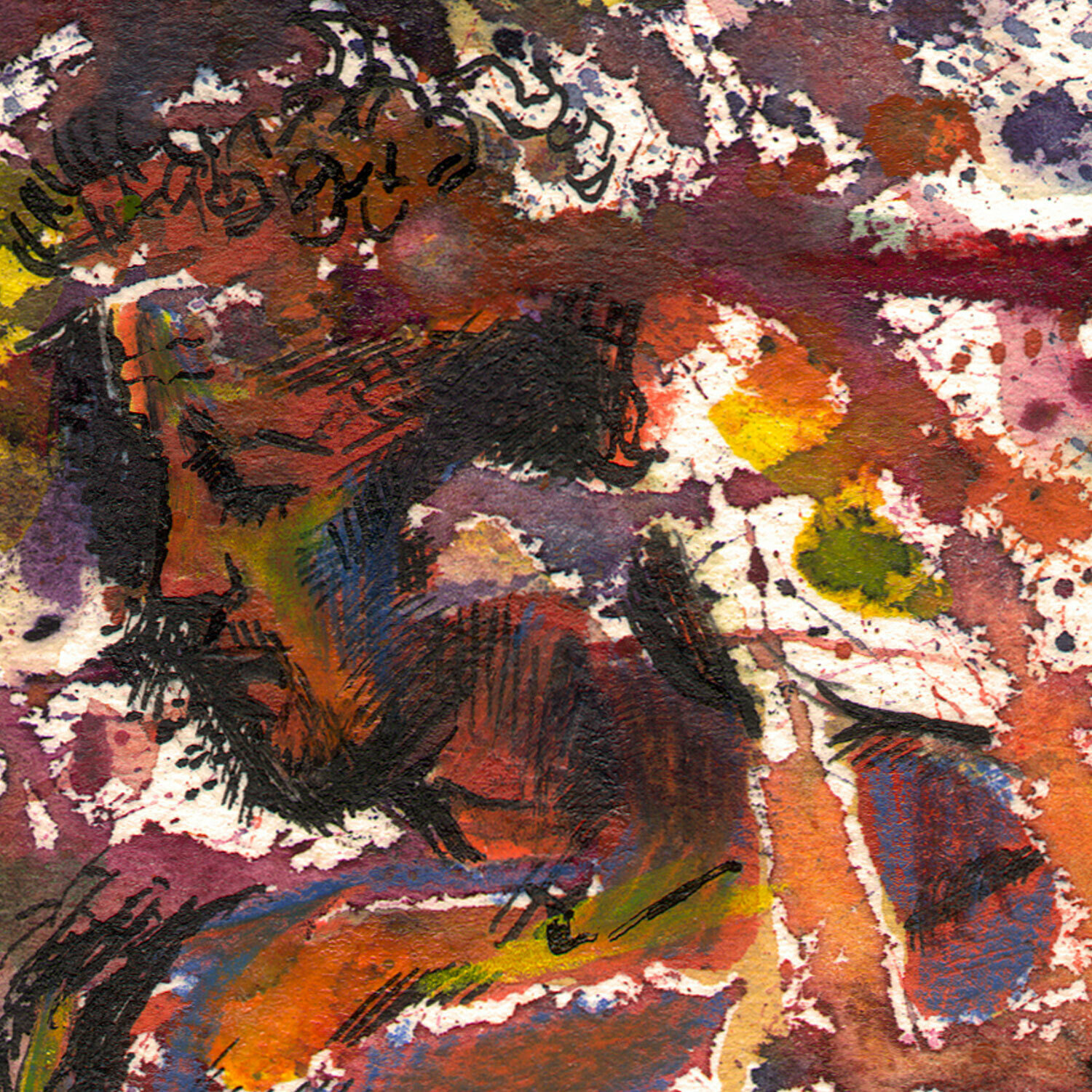 "Autumn Self-Portrait à la Pollack" Original Mixed-Media Work