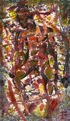 "Autumn Self-Portrait à la Pollack" Original Mixed-Media Work