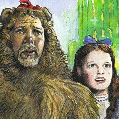 "Self-Portrait in Oz #2: Fear of the Road Ahead" Original Mixed-Media Work