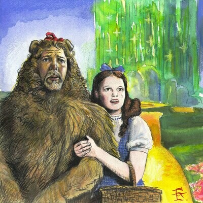 "Self-Portrait in Oz #2: Fear of the Road Ahead" Original Mixed-Media Work