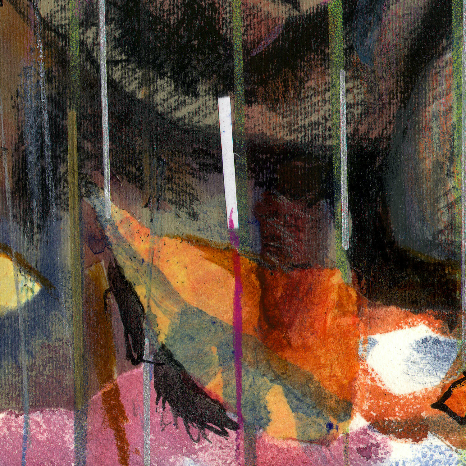 "Autumn Rain" Original Mixed-Media Work with Collage