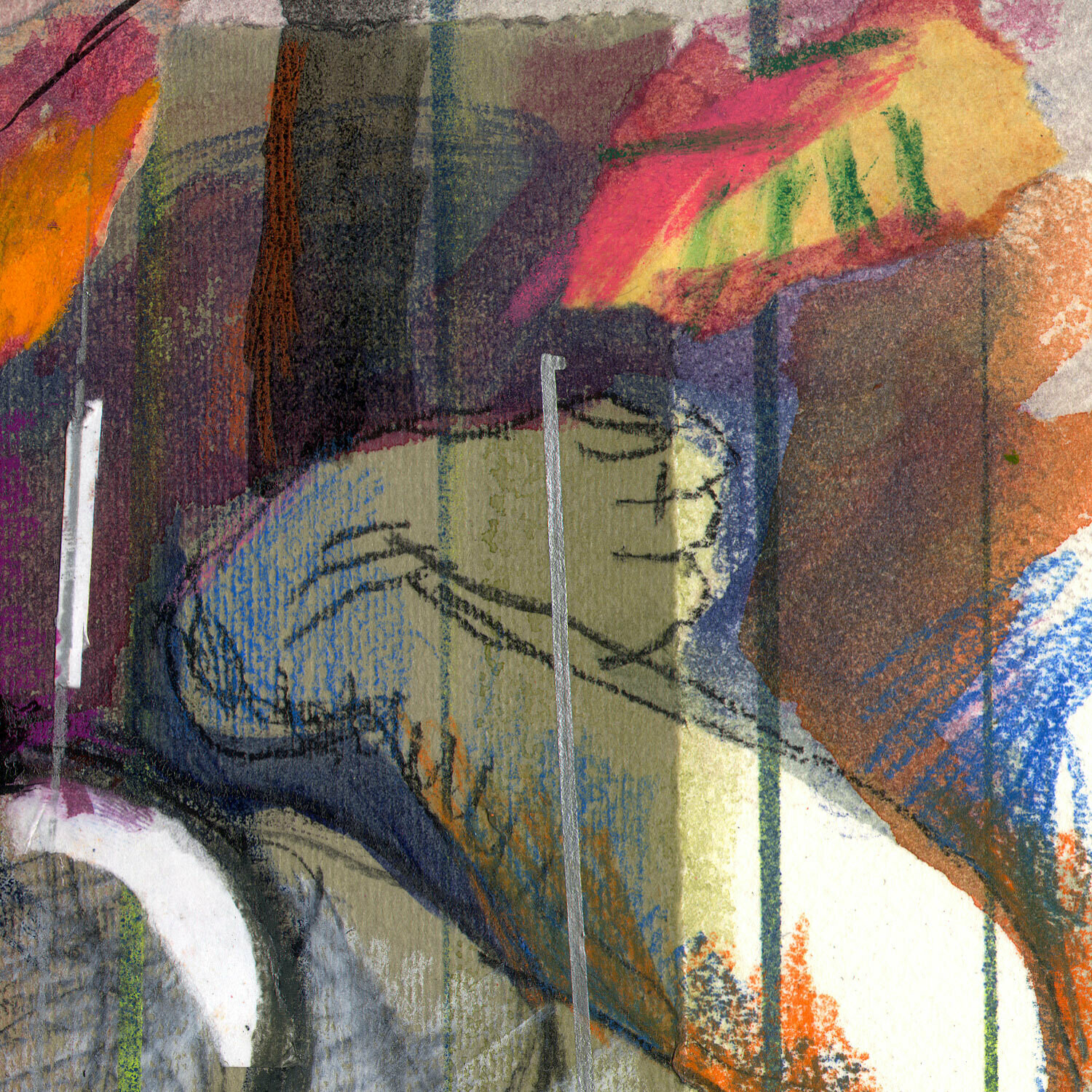 "Autumn Rain" Original Mixed-Media Work with Collage