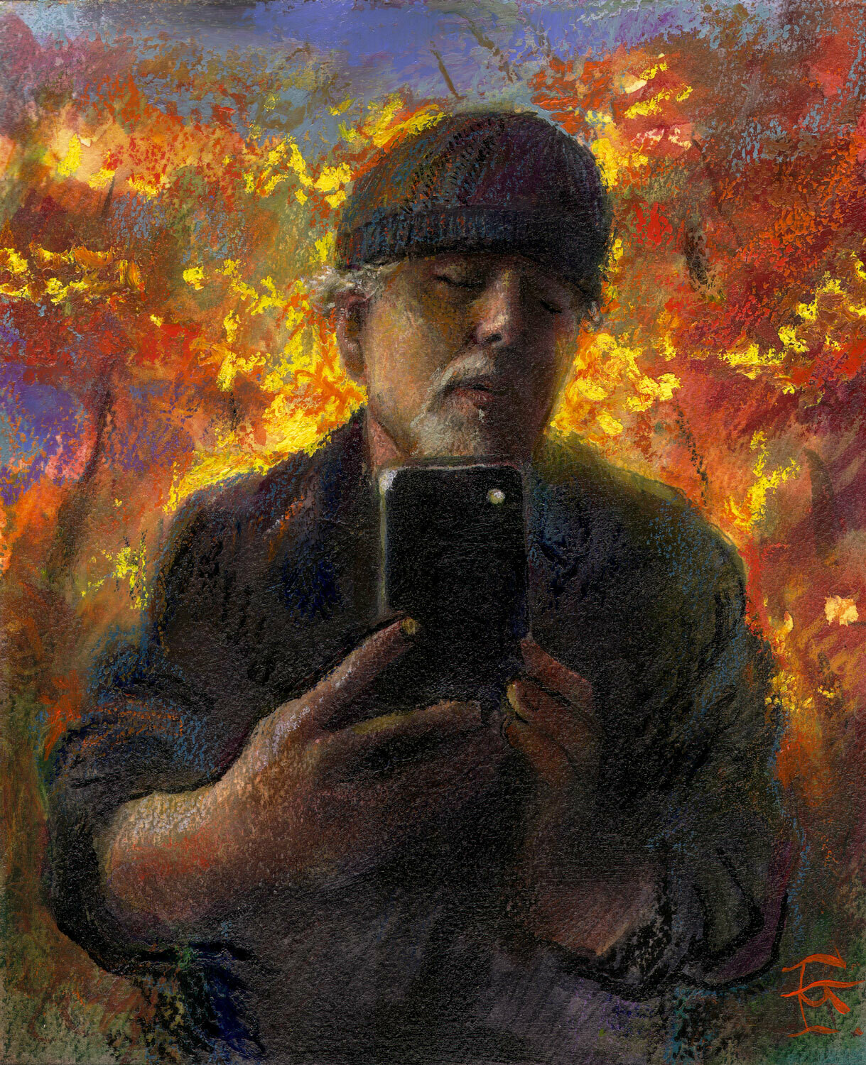 "Autumn Self-Portrait" Original Mixed-Media Work