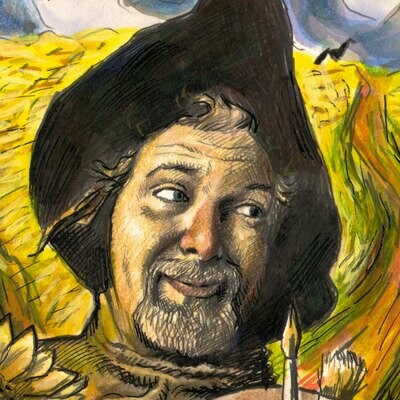 "Self-Portrait in Oz #3: The Artist Afield" Original Mixed-Media Work