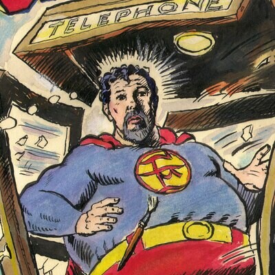 "Self-Portrait in Metropolis: The Artist in Crisis" Original Mixed-Media Work