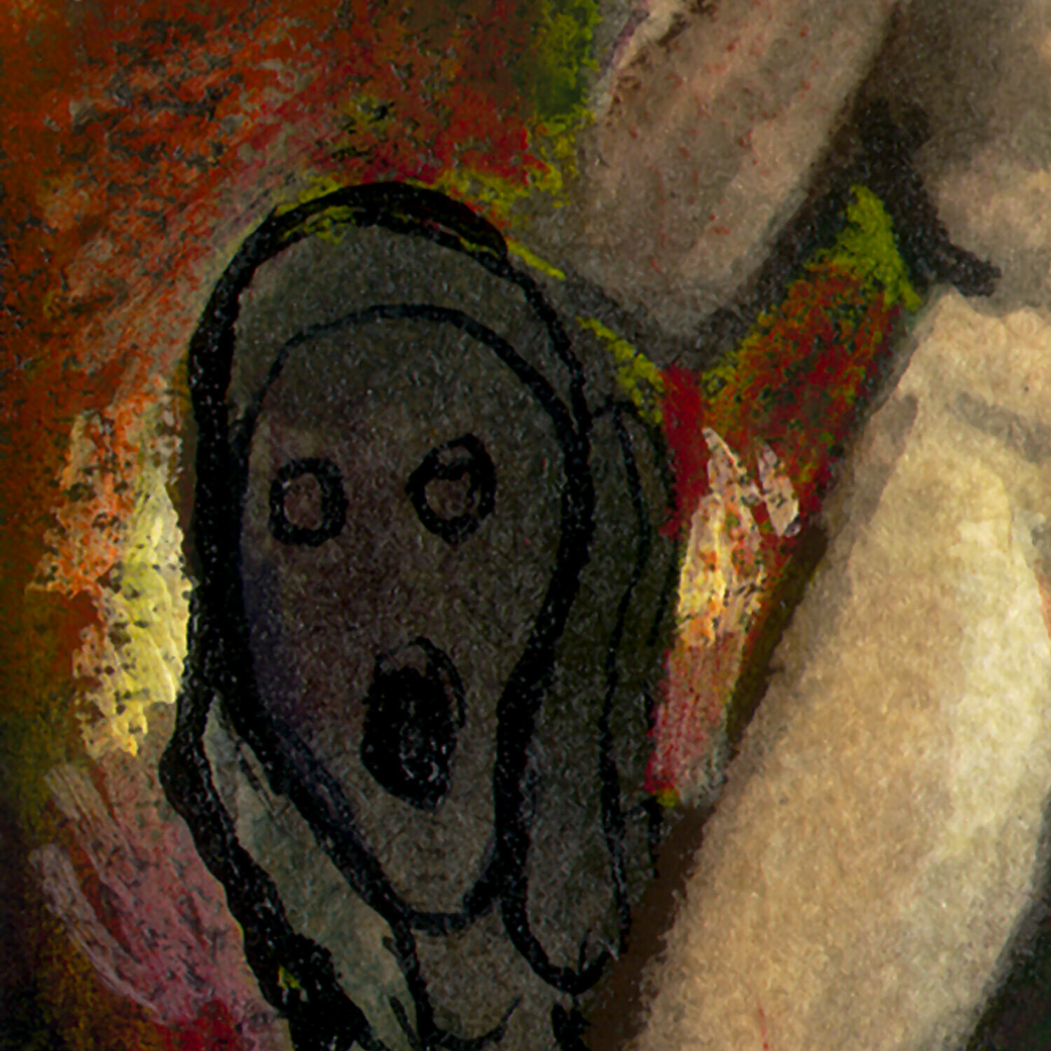 "Self-Portrait Watching a Fight" Original Work on Paper