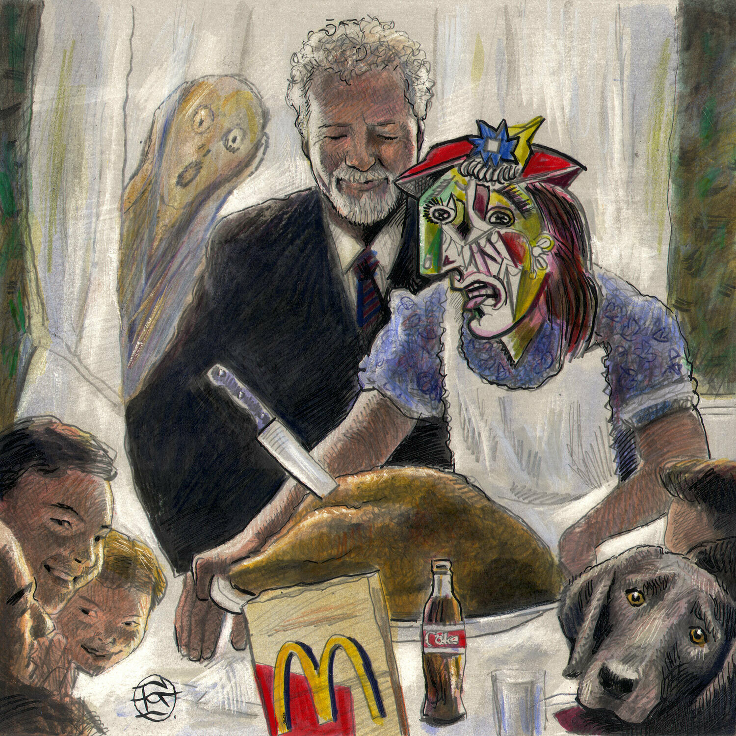 "A Philip Gladstone Thanksgiving (Self-Portrait)" Original Work on Paper