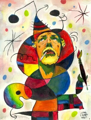 "Self-Portrait a la Joan Miro: The Path of Temptation" Original Work on Paper