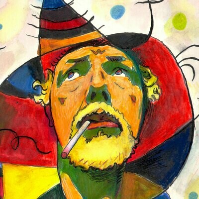 "Self-Portrait a la Joan Miro: The Path of Temptation" Original Work on Paper