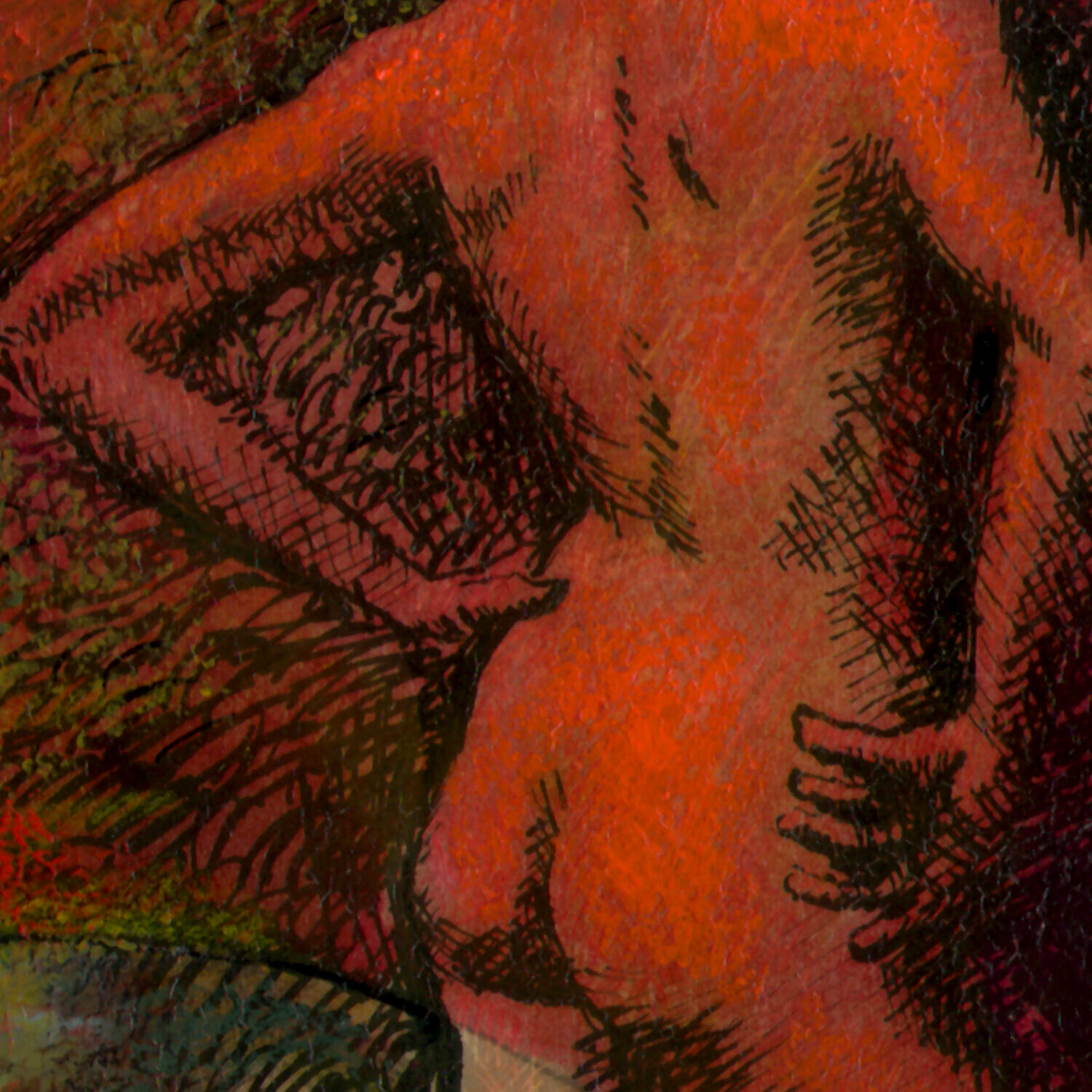 "Fleeting" Original Work on Paper with Oil Pastel