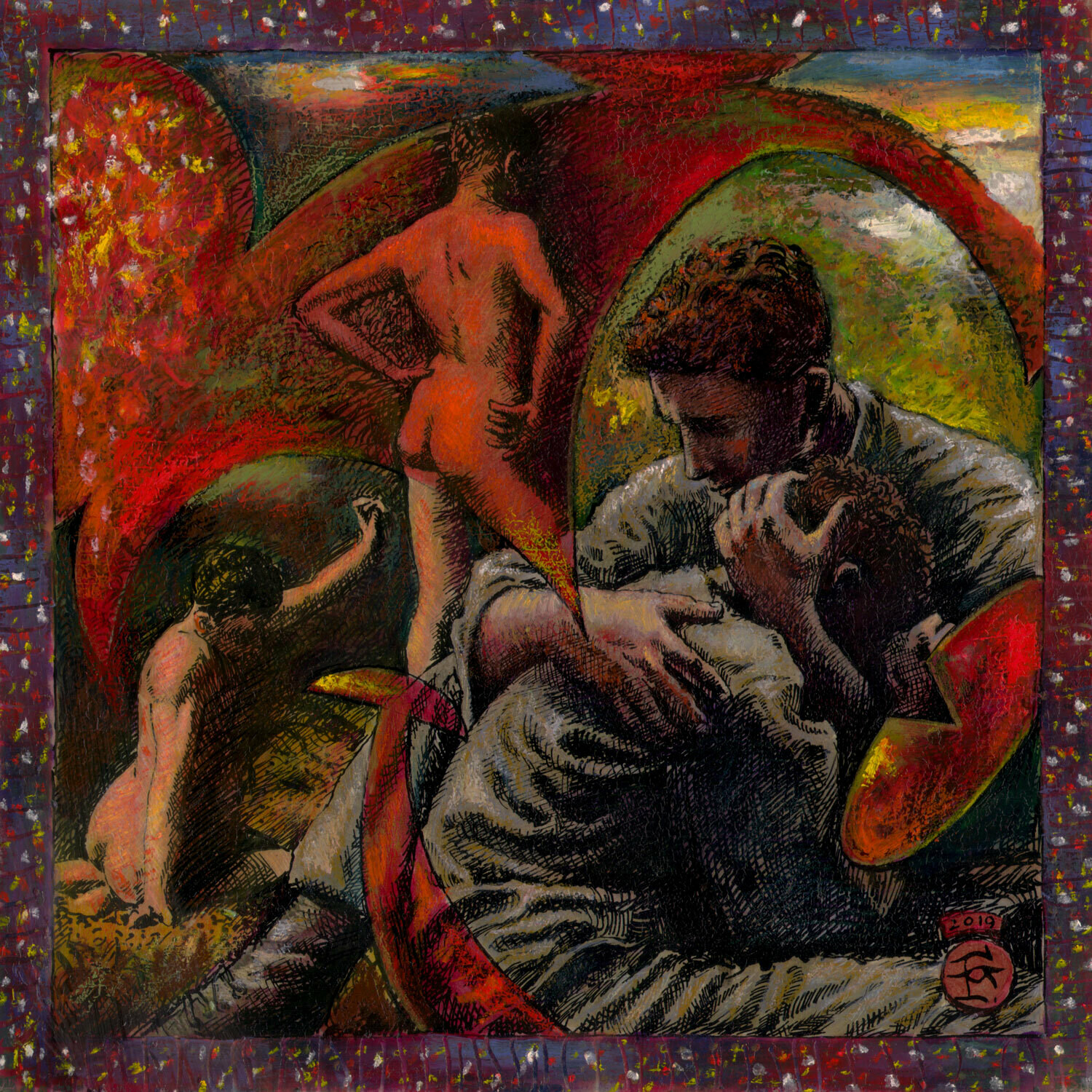 "Fleeting" Original Work on Paper with Oil Pastel