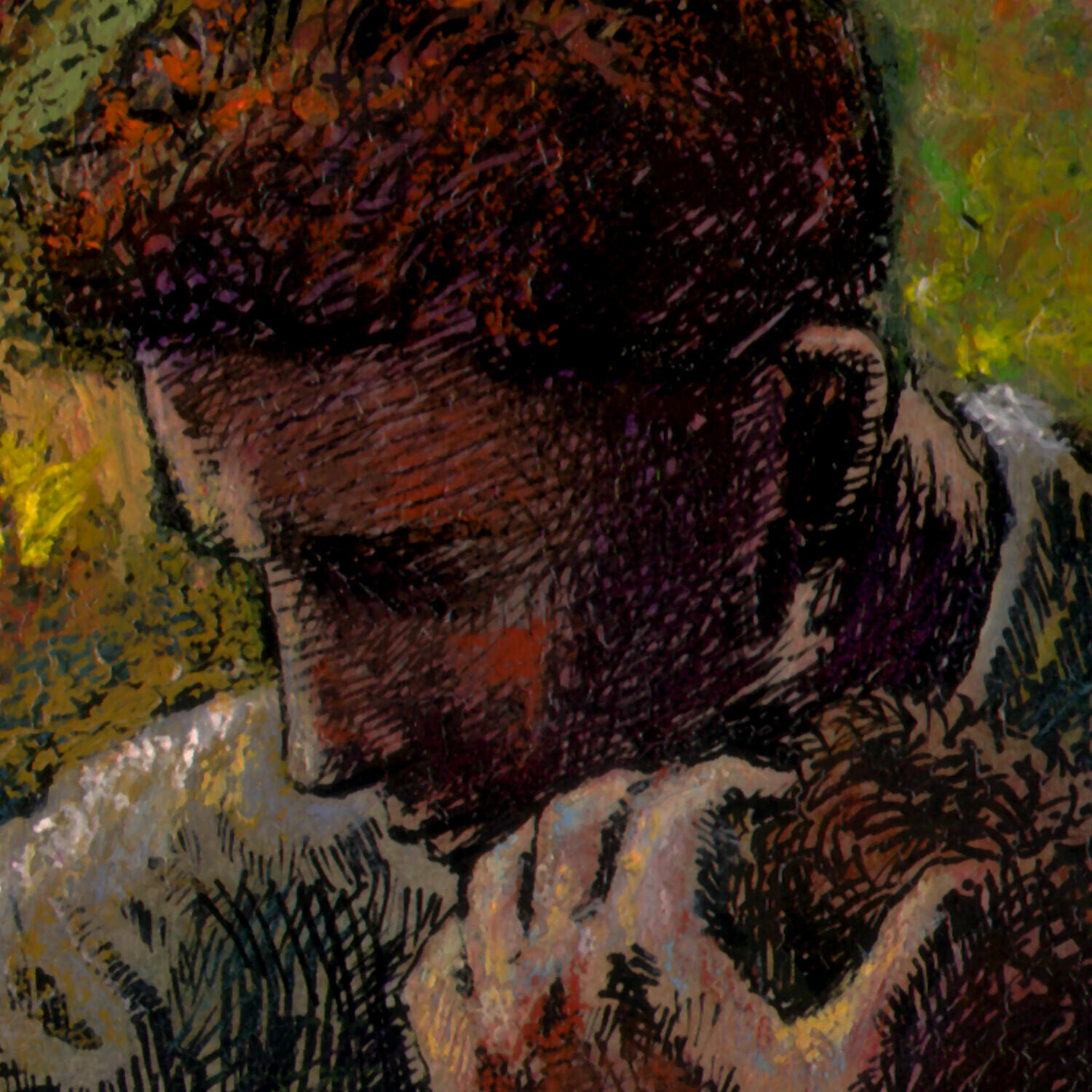 "Fleeting" Original Work on Paper with Oil Pastel